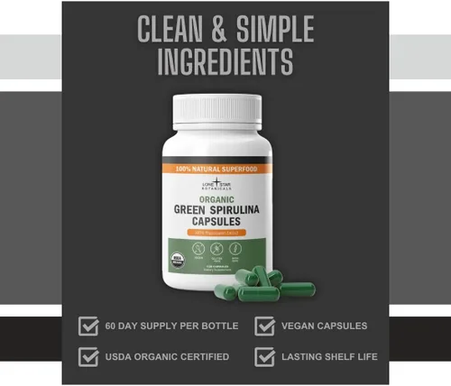Miniatura 3 de Lone Star Botanicals Cápsulas orgánicas de espirulina – 100% algas azul-verdes puras, sin olor a pescado, suplemento superalimentario, vegano, sin