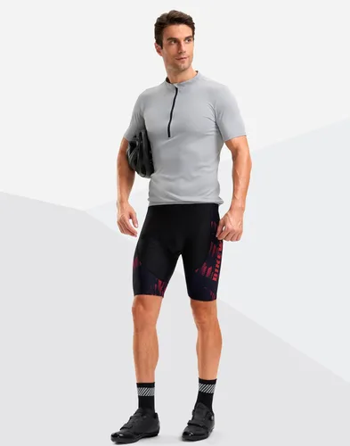Miniatura 16 de Bikewa Pantalones cortos de ciclismo para hombre, con acolchado 4D, para ciclismo de carretera, con bolsillos con cremallera