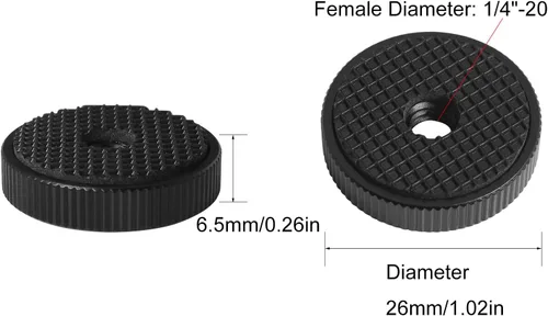 Miniatura 3 de 4 adaptadores de tuerca de bloqueo de rueda de pulgar hembra de aleación de aluminio de 1/4 pulgadas con junta, tuerca de perilla de bloqueo