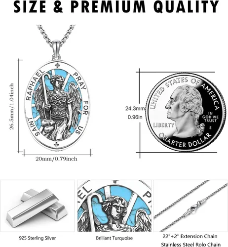 Miniatura 182 de Collar de plata de ley 925 con medalla de San Patrón, colgante de protección católica, amuleto, joyería religiosa para hombres y mujeres