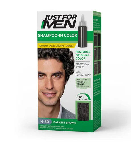 Tintura de cabello para hombres color marrón ceniza H-25, fórmula original (paquete de 3), paquete de de 1, marrón oscuro (Darkest Brown)