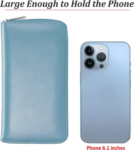 Miniatura 5 de Easyoulife Cartera de cuero genuino para mujer con tarjetero RFID seguro 36 ranuras