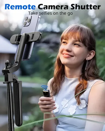 Miniatura 6 de UBeesize Palo de Selfie Trípode Extensible de 64 pulgadas con Luz y Control Remoto, Soporte de Trípode Ajustable para Teléfono para iPhone 17-11