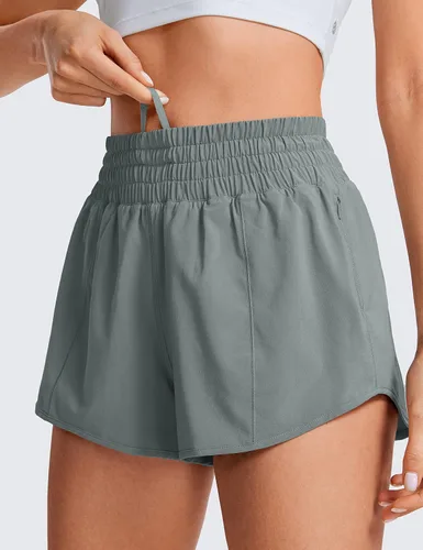 Miniatura 58 de CRZ YOGA Pantalones cortos de correr de cintura alta para mujer de 2.5 pulgadas, forro de malla de secado rápido para entrenamiento deportivo