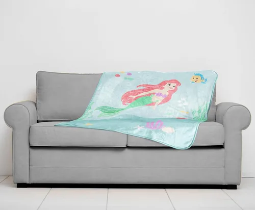 Miniatura 6 de Disney - Manta de viaje de felpa con diseño de La Sirenita, mide 40 x 50 pulgadas, accesorios de viaje de princesa súper suaves y acogedores
