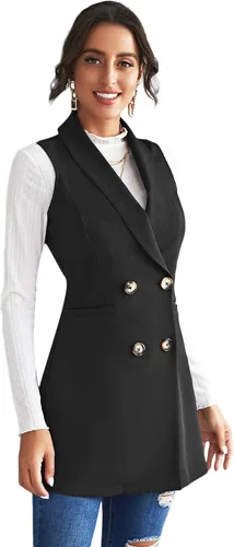 Miniatura 4 de Verdusa - Chaleco elegante con cuello chal y doble botonadura para mujer
