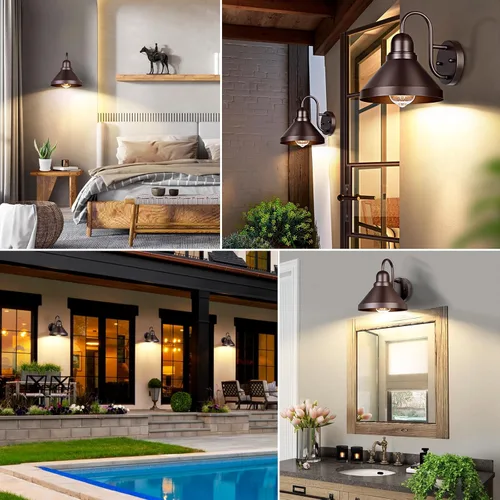 Miniatura 7 de Brightever Luces de Porche de Cuello de Ganso para Exteriores, Paquete de 2 Accesorios de Luz de Granero Exterior Estilo Granja, Lámparas de Pared