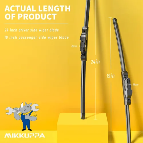 Miniatura 2 de MIKKUPPA 24"+19" Juego de limpiaparabrisas - Reemplazo para 2011-2023 VW Jetta, 2012-2018 VW Passat, 2013-2017 VW CC - Limpiaparabrisas frontales