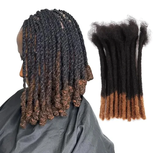 Miniatura 14 de Viovian Extensiones de rastas de 0.23 pulgadas de cabello humano de 6 pulgadas, 20 hebras ombré, extensiones de cabello humano para hombres, 1b/27