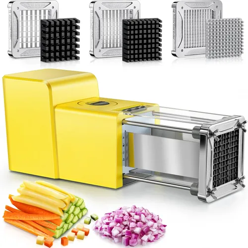Miniatura 6 de Sopito - Cortadora eléctrica de papas fritas con cuchillas de acero inoxidable de 3 cuchillas 1/4 3/8 1/2 pulgada para papas, zanahorias, cebollas