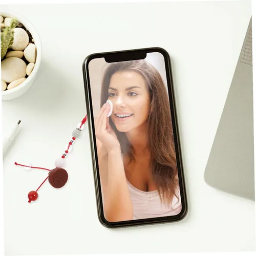 Miniatura 7 de Hemobllo Abalorio para teléfono – Jade Lotus Phone Charm Strap Agate Mobile Phone Pendant Decorativo Teléfono Celular Accesorios para Llavero Rojo
