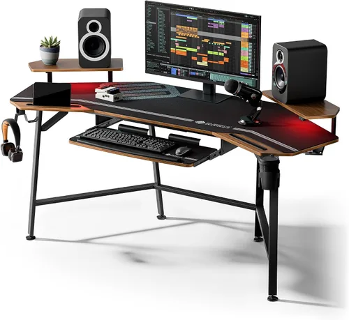 Miniatura 11 de EUREKA ERGONOMIC Aero - Escritorio para videojuegos de 72 pulgadas con bandeja para teclado, escritorio grande para computadora con luces LED