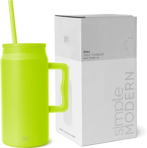 Miniatura 12 de Simple Modern - Vaso de 1,5 l con asa y tapa con pajita, botella de agua grande de acero inoxidable reutilizable con aislamiento, regalos para Rocío