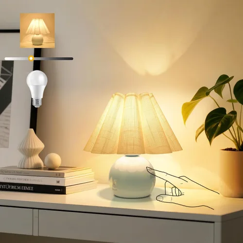 Miniatura 24 de Lámpara de mesa pequeña azul claro para mesita de noche del dormitorio, lindas lámparas de dormitorio para mesita de noche, lindas mini lámparas