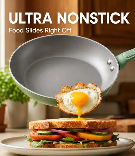 Miniatura 8 de USELUCK Sartén antiadherente de cerámica de 9.5 pulgadas, sartén para tortilla sin PFOA, utensilios de cocina de aluminio compatibles con inducción