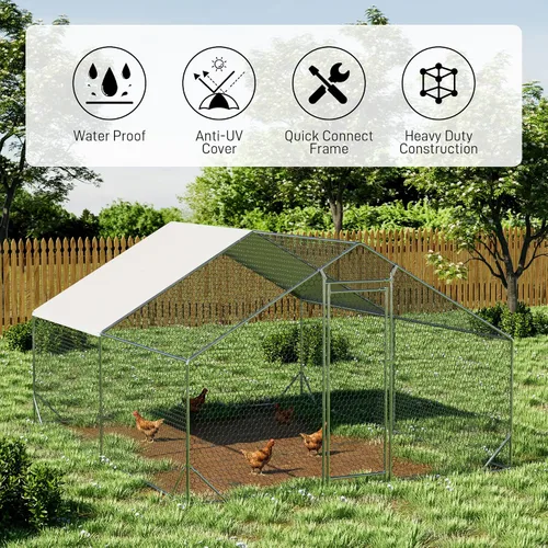 Miniatura 3 de OUYESSIR Gallinero de metal para exteriores, gran gallinero con cubierta impermeable, jaula para aves de corral para uso en patio trasero
