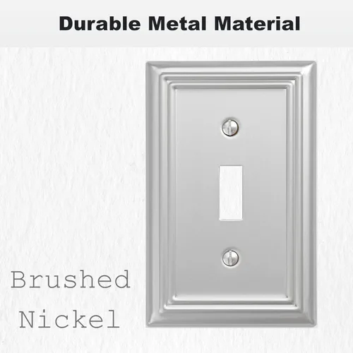 Miniatura 3 de OKAWYC Adler - Placa de pared metálica para interruptor de luz de palanca individual, paquete de 4 unidades de níquel cepillado de 1 banda, cubierta