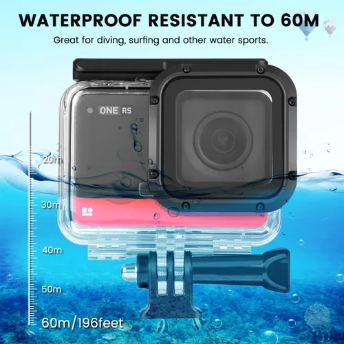 Miniatura 2 de Funda de buceo para cámara de acción Insta360 ONE RS 4K Edition, carcasa impermeable para buceo subacuático, 196.9 ft/196 pies con accesorio
