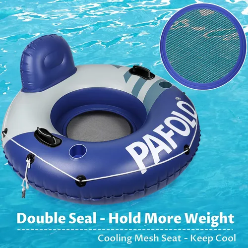 Miniatura 3 de River Tubes for Floating Heavy Duty, Pool Float Adult, 53" Inflatable Float Tube for Beach Lake Rafting, River Floats with Mesh Bottom Púrpura
