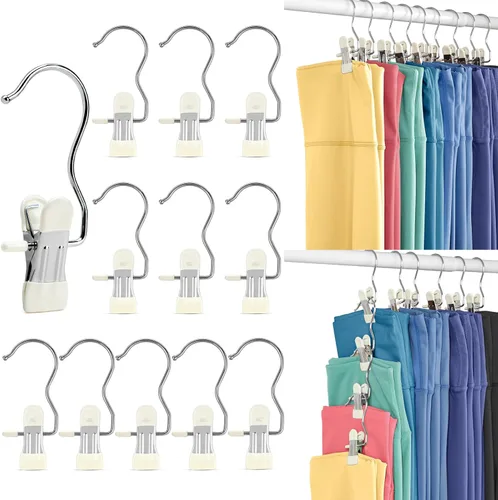 Organizadores de armario y clips de almacenamiento, paquete de 20, organizador de leggins para armario, perchas para pantalones de yoga, clips