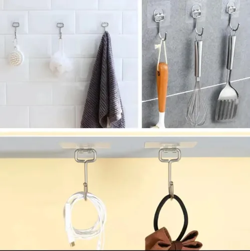 Miniatura 2 de Ganchos autoadhesivos transparentes ultra fuertes de 50 libras (máx.), ganchos de pared resistentes para cocina, baño, techo y más, la solución