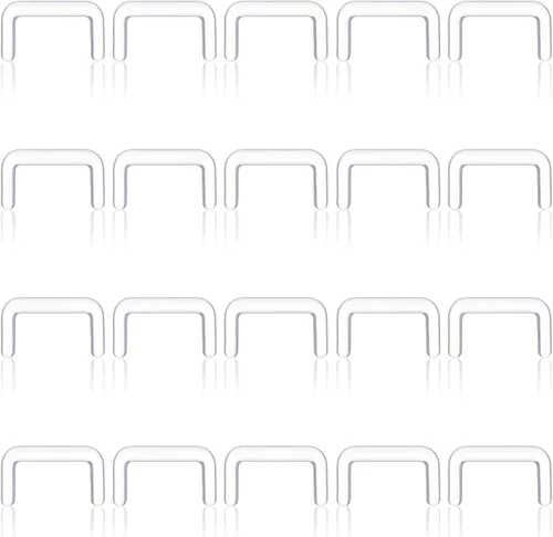 Yolev 20 piezas de 0.63 onzas (0.56 oz), retenedores de piercing de tabique de acrílico en forma de U, flexibles y transparentes, retenedores de