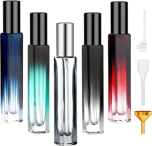 Segbeauty 5 Pack de botellas de spray de vidrio rellenables de 10 ml para perfume, botella de colonia de niebla fina mini vacía de viaje de 10 ml,