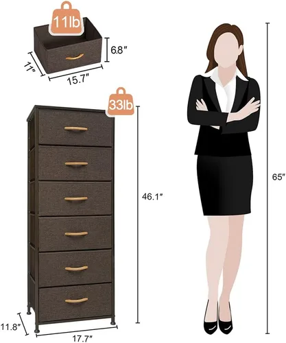 Miniatura 3 de Crestlive Products Torre de Almacenamiento Vertical para Cómoda - Marco de Acero Resistente, Superficie de Madera, Contenedores de Tela de Fácil