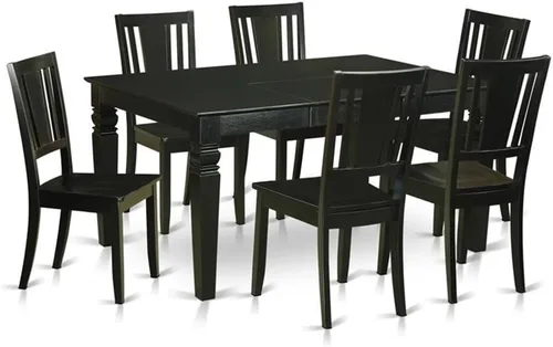 Miniatura 10 de East West Furniture WEDU6D-BLK-LC - Juego de comedor de 6 piezas que contiene una mesa de comedor rectangular con hoja de mariposa y 4 sillas