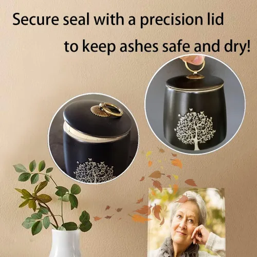 Miniatura 3 de Urnas de cremación pequeñas para cenizas humanas, adultos, macho, hembra, árbol de la vida, urnas decorativas negras, mini urna para mascotas
