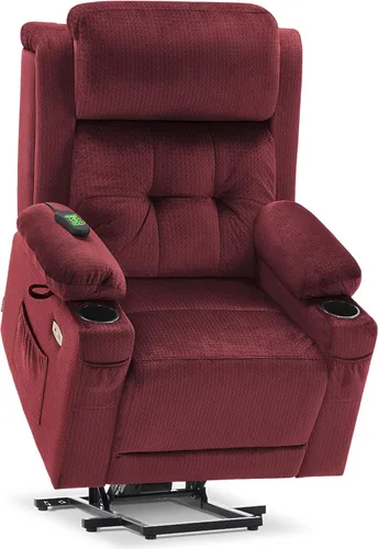 Miniatura 13 de MCombo Sillón reclinable eléctrico de triple motor con masaje y calor, silla reclinable eléctrica para personas mayores, reposacabezas ajustable