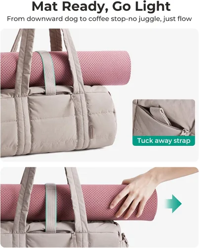 Miniatura 5 de BAGSMART Reiki - Bolsa de gimnasio para mujer, bolsa cruzada mediana para esterilla de yoga con bolsillo para artículos húmedos y secos, bolsa