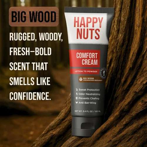 Miniatura 6 de HAPPY NUTS Desodorante en crema Comfort para hombres: defensa del sudor antirozaduras, control de olores, sin aluminio, esencial de viaje