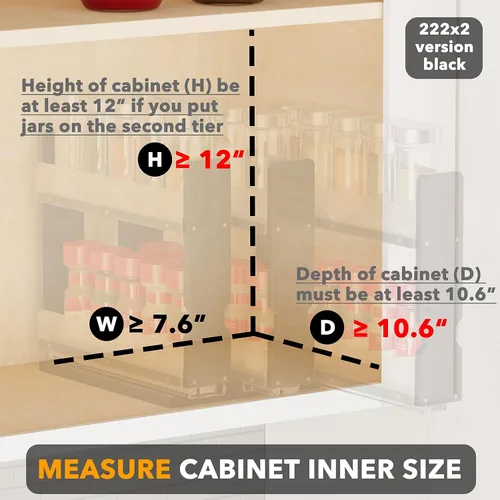 Miniatura 4 de SpaceAid Organizador de especias extraíble de bambú para gabinete, organizador de condimentos deslizante y resistente para despensa de cocina