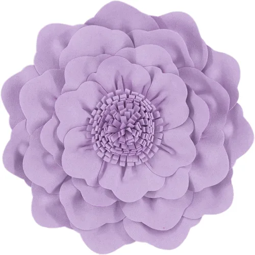 Miniatura 13 de JWH Funda de Almohada con Flores en Relieve Decorativa Floral Cojín Redondo Hecho a Mano para Casa Cama Sofá, 14 Pulgadas, Gris Morado
