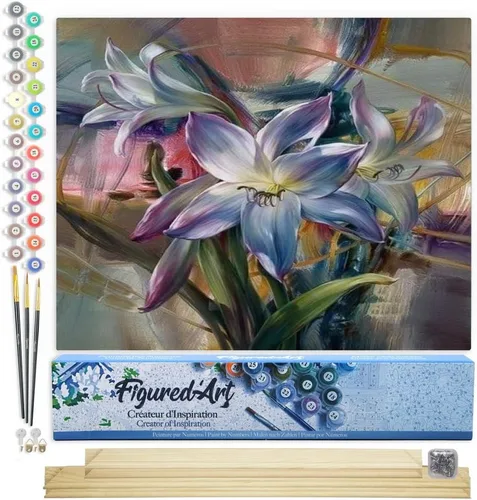 Miniatura 64 de Figured'Art - Juego de pintura por números, lienzo enrollado sin marco, para manualidades, para adultos, 16 x 20 pulgadas, jarrón de peonías