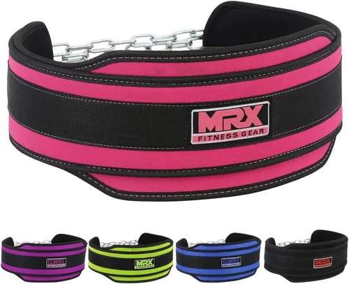Miniatura 6 de MRX - Cinturón de levantamiento de pesas con cadena de metal para ejercicio y fitness