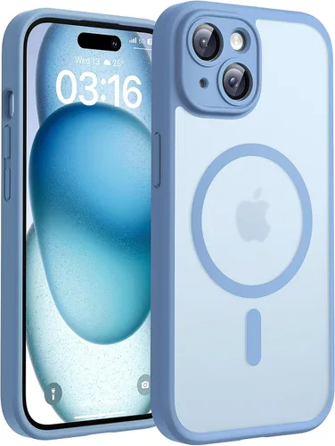 Miniatura 76 de TOCOL Funda magnética 3 en 1 para iPhone 14 Pro, mejorada [protección completa de cámara] con 2 protectores de pantalla, funda de grado militar Azul