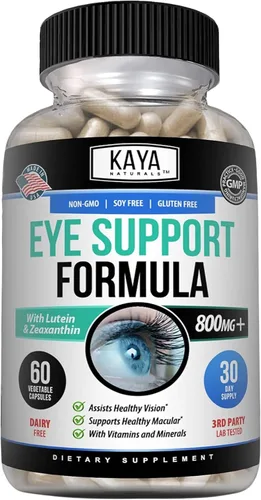 Miniatura 10 de Kaya Naturals Suplemento de salud ocular, luteína y zeaxantina, salud de la visión, apoyo a la fatiga ocular 800 mg Suplemento vitamínico 30 cápsulas