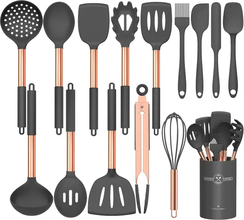 Miniatura 12 de Umite Chef Juego de Utensilios de Cocina, 15 piezas Juego de Utensilios de Cocina de Silicona para Cocinar, Silicona Antiadherente con Mango