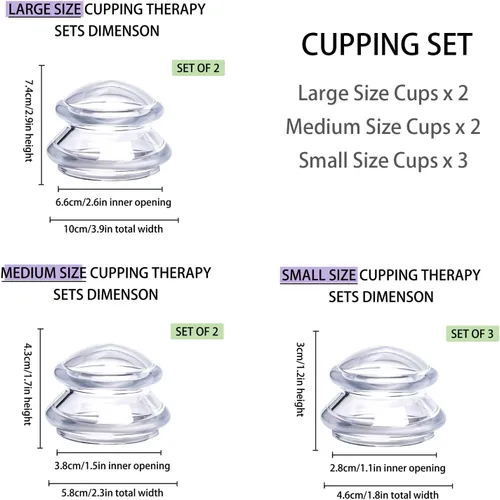 Miniatura 6 de GreenLife Juegos de terapia de ventosas, juego de tazas de silicona firme (7 tazas), herramienta de masaje profesional para aliviar el dolor