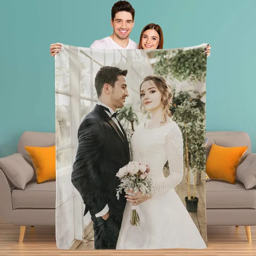 Miniatura 19 de Youltar Manta personalizada con fotos de texto, mantas personalizadas con imágenes para novia, parejas, marido, esposa, boda, utilizada como regalo
