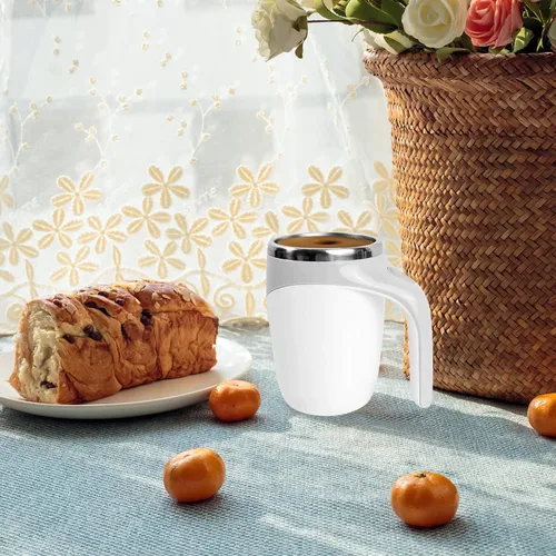 Miniatura 8 de Taza de café con agitación magnética automática, taza mezcladora giratoria de viaje para oficina en casa, divertido vaso de café eléctrico de acero