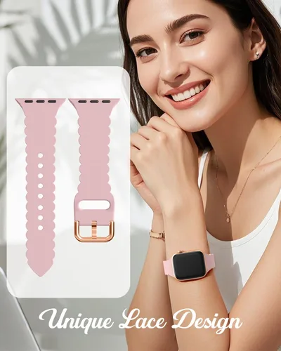 Miniatura 2 de Sunnywoo Correa Deportiva de Silicona con Encaje Compatible con Apple Watch 38mm 40mm 41mm 42mm 44mm 45mm 46mm 49mm para Mujeres, Correa de Repuesto