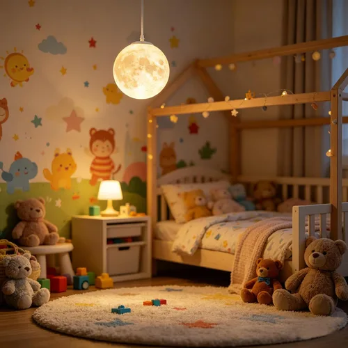 Miniatura 2 de Lámpara colgante de luna, lámpara colgante lunar impresa en 3D con bombilla, lámpara de techo de globo cableada de 7 pulgadas, regalos espaciales