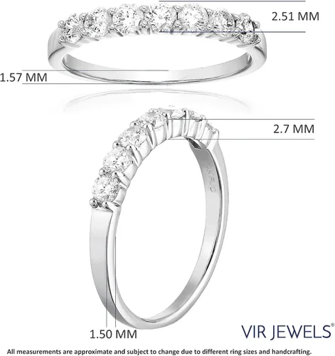 Miniatura 6 de AGS anillo de boda, certificado I1-I2 12 ct 14 quilates con 7 diamantes(color H-I)