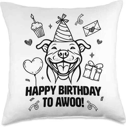 Miniatura 4 de Happy Birthday to Awoo! Sweet American Bully Has Birthday Throw Pillow
