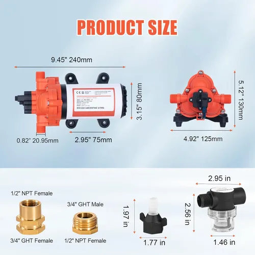 Miniatura 7 de Bomba de presión de agua de 110 V, 4.0 GPM, 50 PSI, alimentación de CA bajo demanda, bomba de diafragma de transferencia de agua autocebante