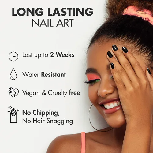 Miniatura 2 de MOYOU LONDON Tiras de uñas de gel semicuradas de color liso, 20 unidades. Envolturas de uñas de gel UV para manicura de calidad de salón, fácil