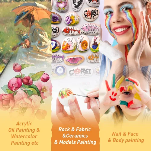 Miniatura 7 de AROIC Pinceles de Pintura Pequeños a Granel, 80 Piezas de Pinceles de Pintura de Cerdas de Nylon Negro para Niños con Punta Plana Redonda